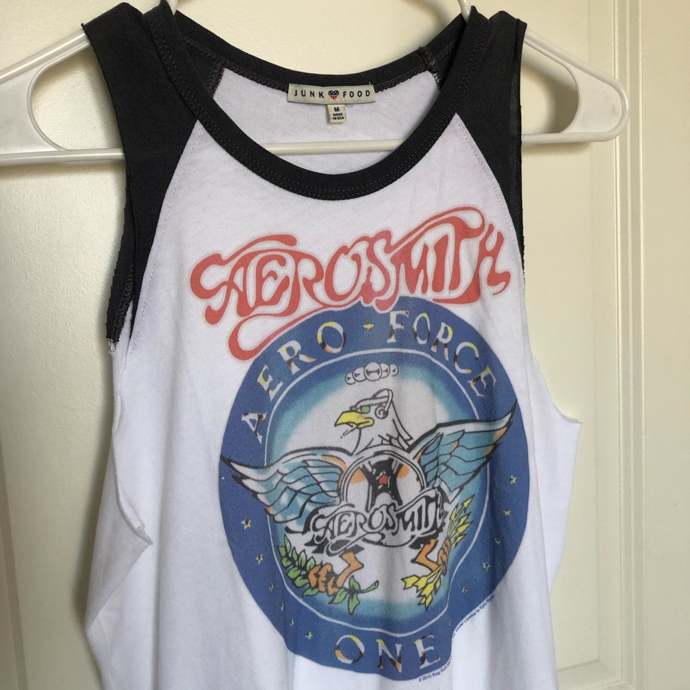 Junk Food Clothing Aerosmith Muscle Tee - Black and White